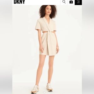 DKNY Linen Cut Out Dress Taupe | Womens Dresses
